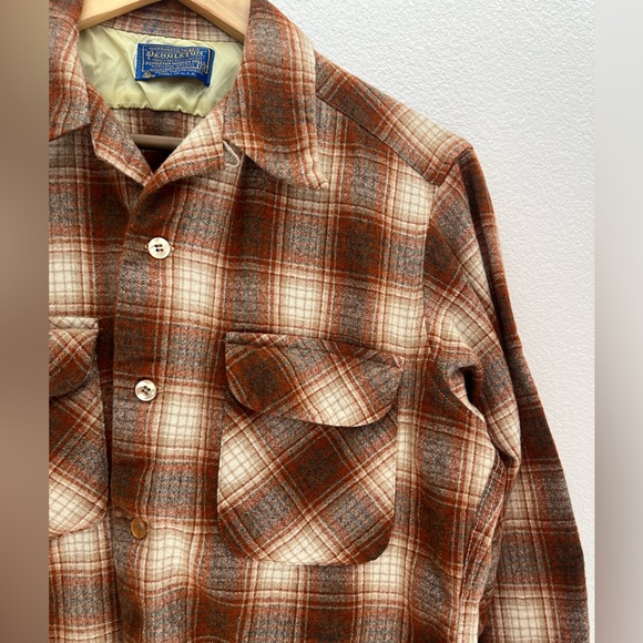 Vintage 1960s Pendleton Wool Plaid Board Shirt Casual Button Down Shirt Medium - Picture 8 of 11